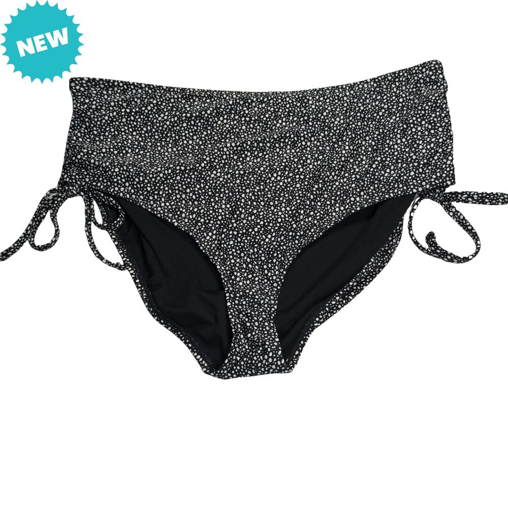 Shade & Shore Bikini Bottom Women's 1X Black and White Full Coverage Side Ties
